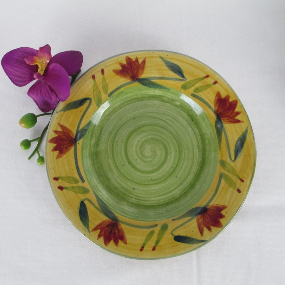 Pier 1 8" Salad/Dessert Plates hand painted Stoneware Elizabeth Set of 2 RARE